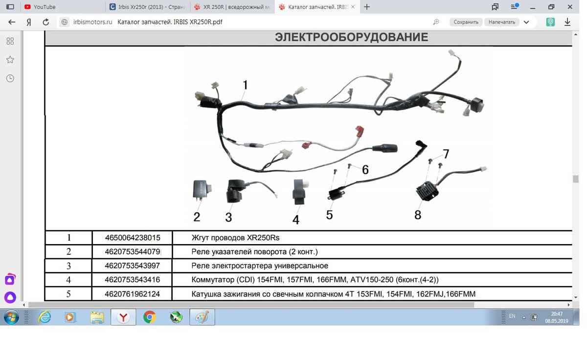 Ttr 250 схема электропроводки